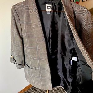 ANNE KLEIN - XL - Oversized Brown Plaid Blazer